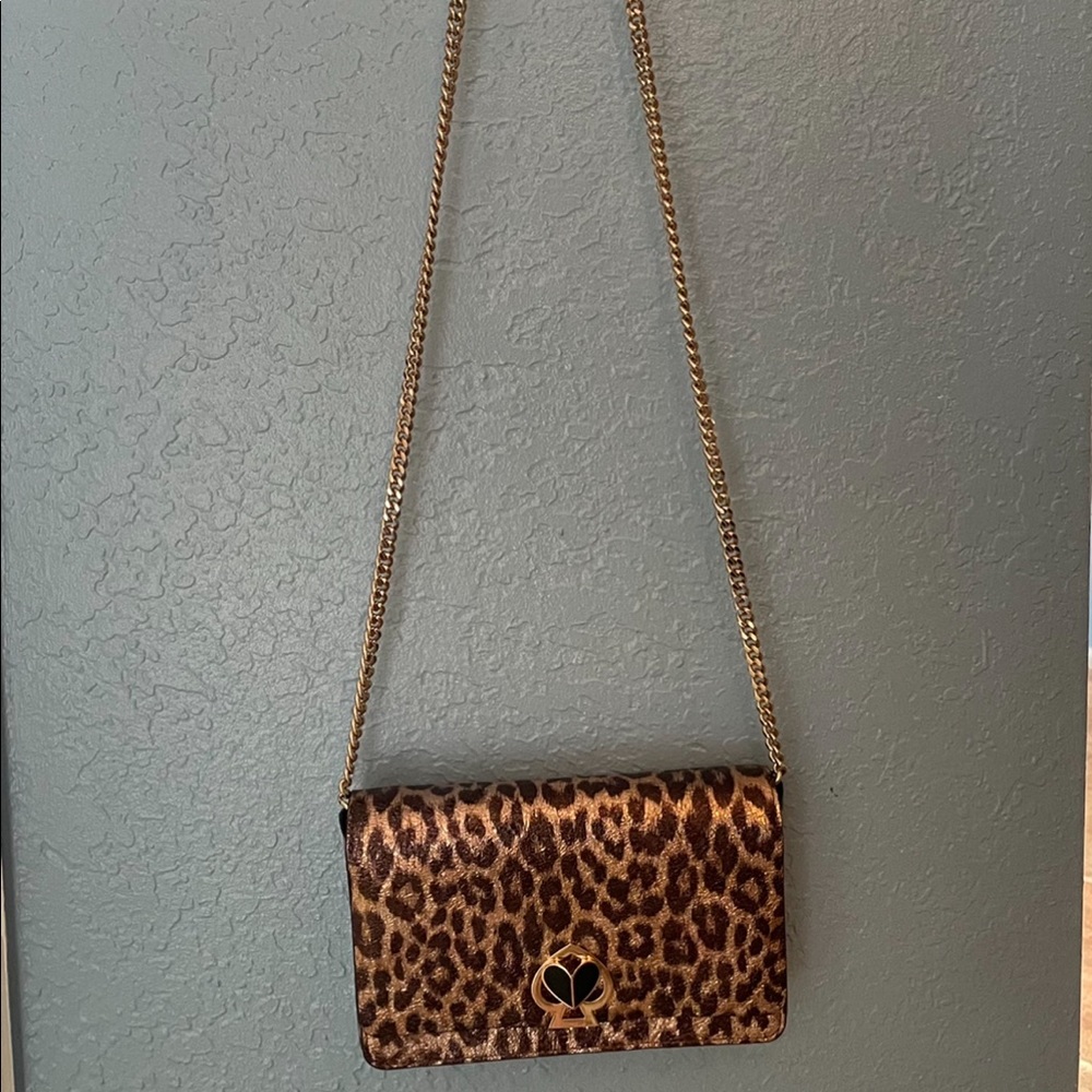 Kate Spade nicola metallic leopard twistlock NWOT